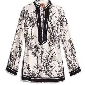 Tory Burch Monochrome Floral Blouse